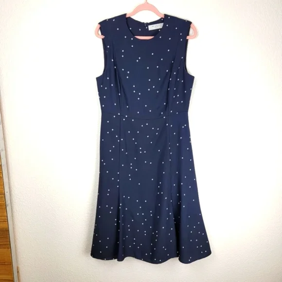 MM. Lafleur Jack Star Jane Midi Dress Sleeveless Navy And White 12 - Picture 2 of 7